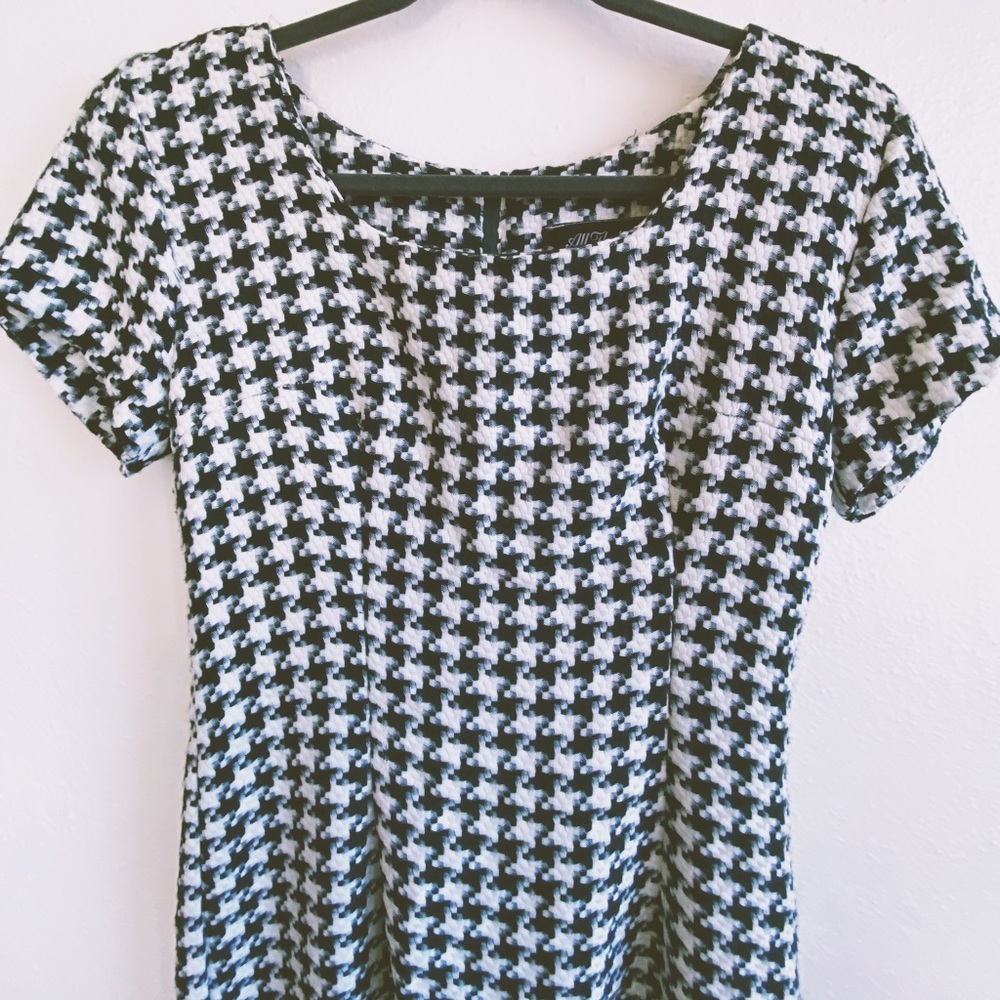 Vintage 50s 60s Green White Herringbone Mod Shift - Picture 2 of 4